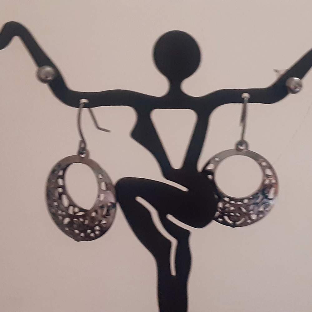 Black filigree mandala earrings